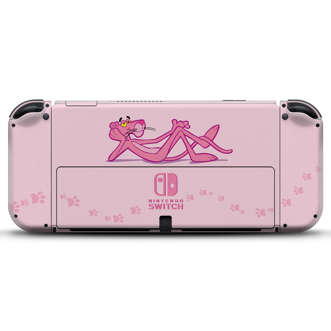 KIT Capa Anti Poeira e Skin Anti-Rage Nintendo Switch 1 Oled - Pantera Cor de Rosa - Pop Arte Skins - foto 4