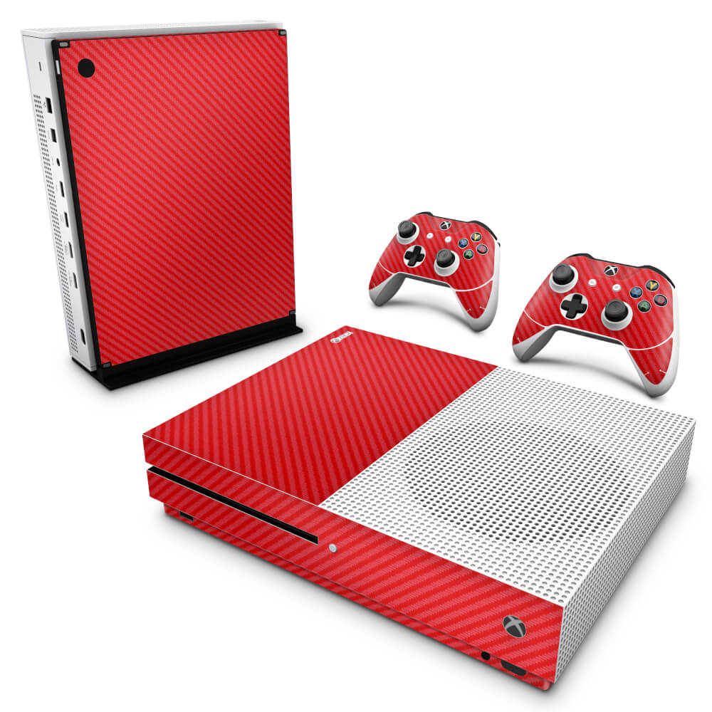 Skin Anti-rage Xbox One Slim - Fibra de Carbono Vermelho