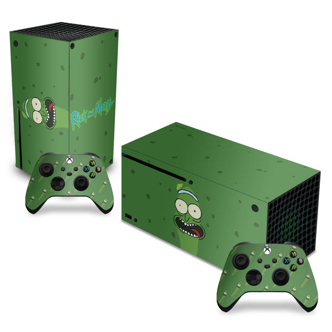 Skin Anti-Rage Xbox Series X Horizontal - Pickle Rick And Morty - Pop Arte Skins