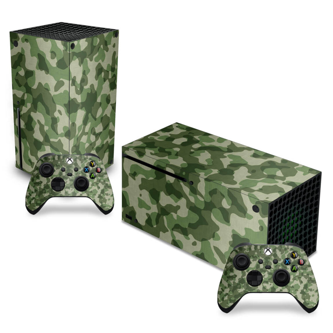 Skin Anti-Rage Xbox Series X Horizontal - Camuflado Verde - Pop Arte Skins