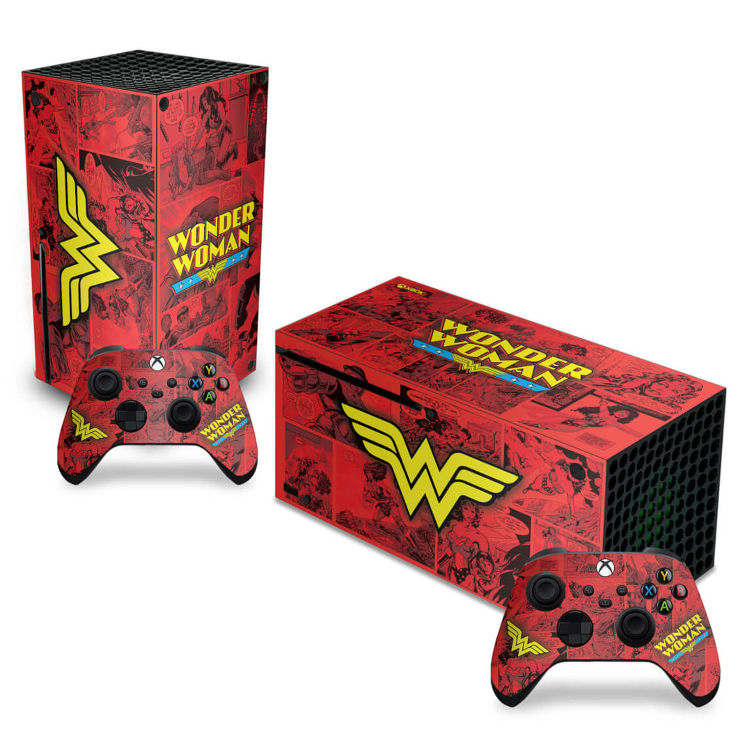 Skin Anti-Rage Xbox Series X Horizontal - Mulher Maravilha Comics - Pop Arte Skins