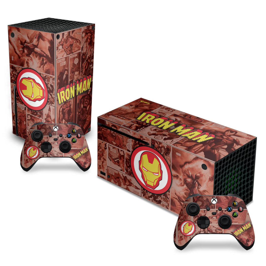 Skin Anti-Rage Xbox Series X Horizontal - Homem De Ferro Comics - Pop Arte Skins
