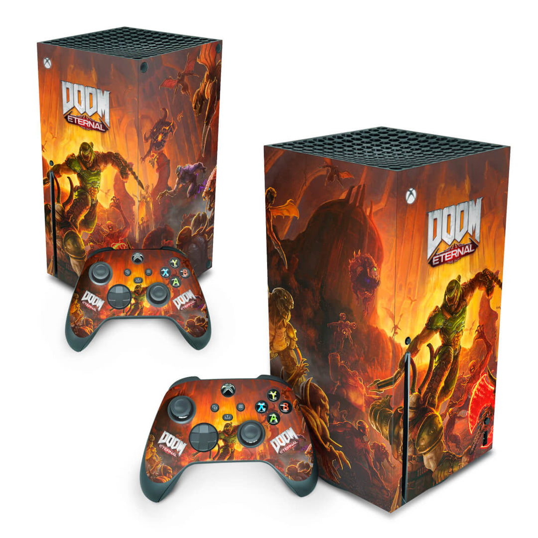 Skin Anti-Rage Xbox Series X Vertical - Doom Eternal - Pop Arte Skins