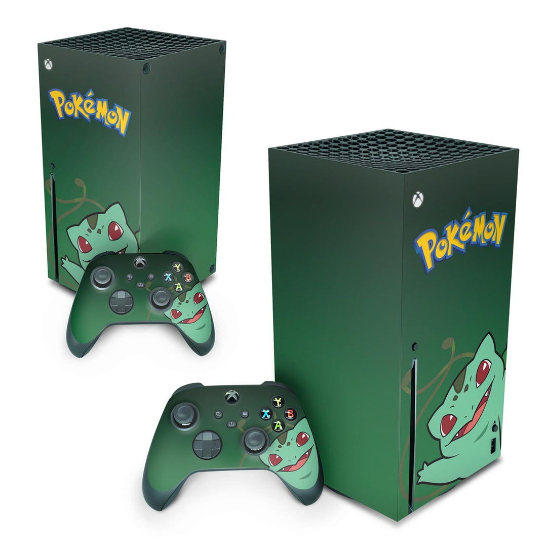 Skin Anti-Rage Xbox Series X Vertical - Pokemon Bulbasaur - Pop Arte Skins