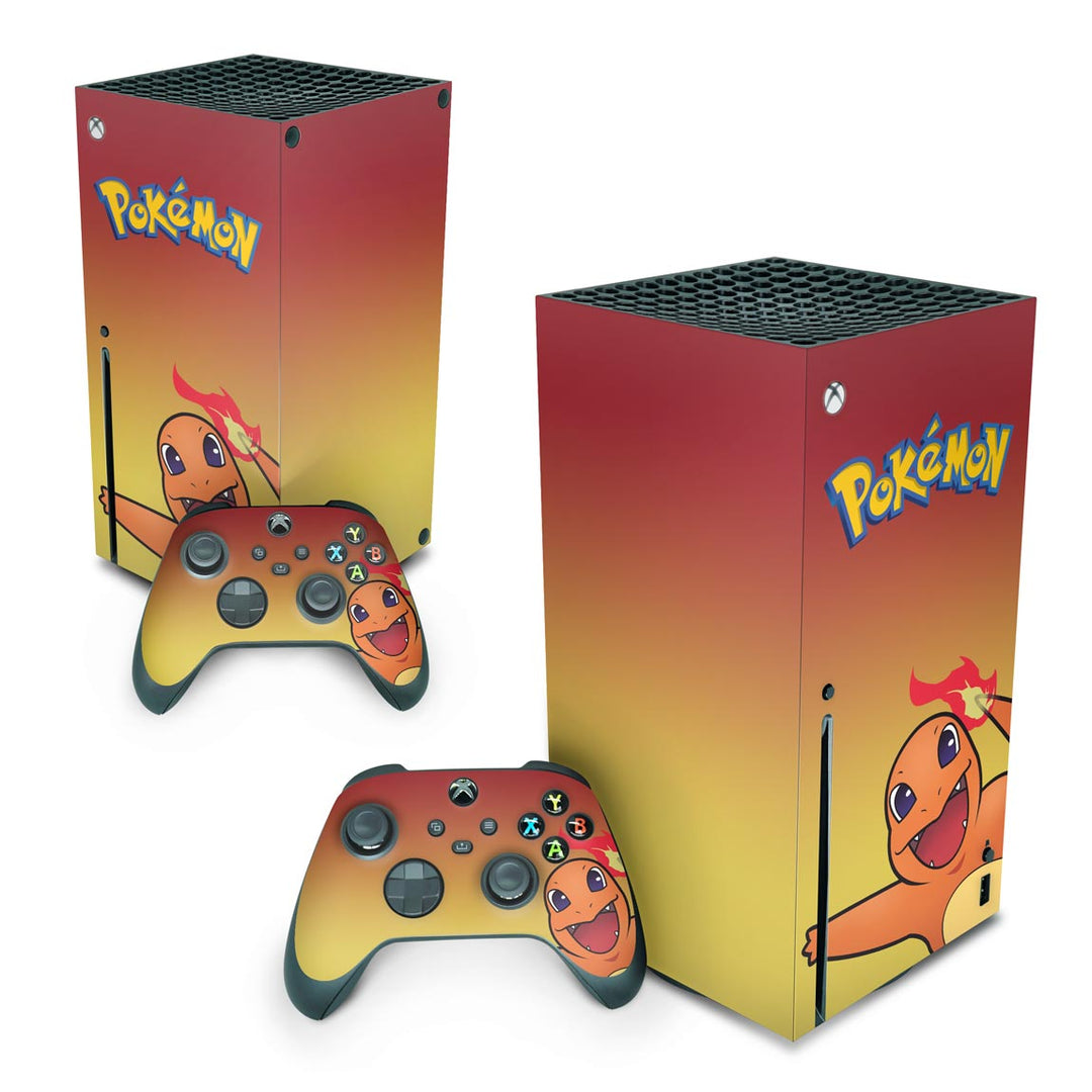 Skin Anti-Rage Xbox Series X Vertical - Pokemon Charmander - Pop Arte Skins