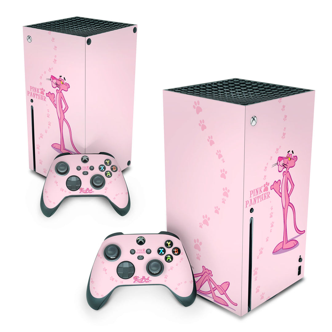 Skin Anti-Rage Xbox Series X Vertical - Pantera Cor de Rosa - Pop Arte Skins