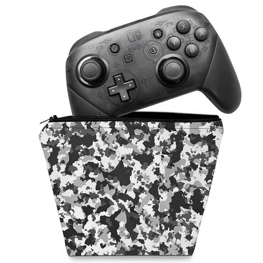Capa Case Nintendo Switch Pro Controle - Camuflada Cinza