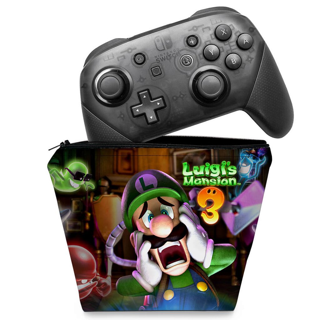 Capa Case Nintendo Switch Pro Controle - Luigi's Mansion 3