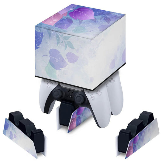 Capa PS5 Base de Carregamento Controle - Folhas Lilás