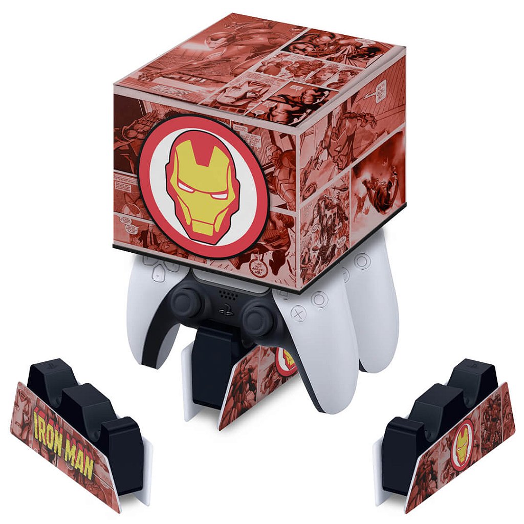 Capa PS5 Base de Carregamento Controle - Homem De Ferro Comics