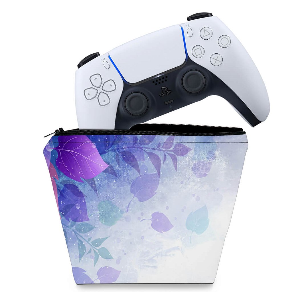 Capa Case PS5 Controle - Folhas Lilás