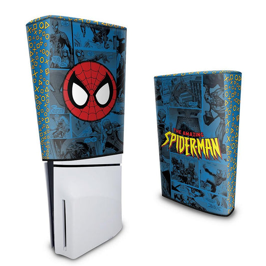 Capa PS5 Slim Anti Poeira Vertical - Homem-Aranha Spider-Man Comics