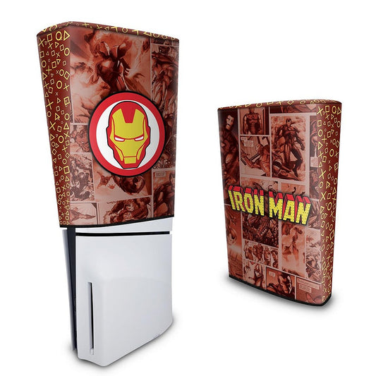 Capa PS5 Slim Anti Poeira Vertical - Homem De Ferro Comics