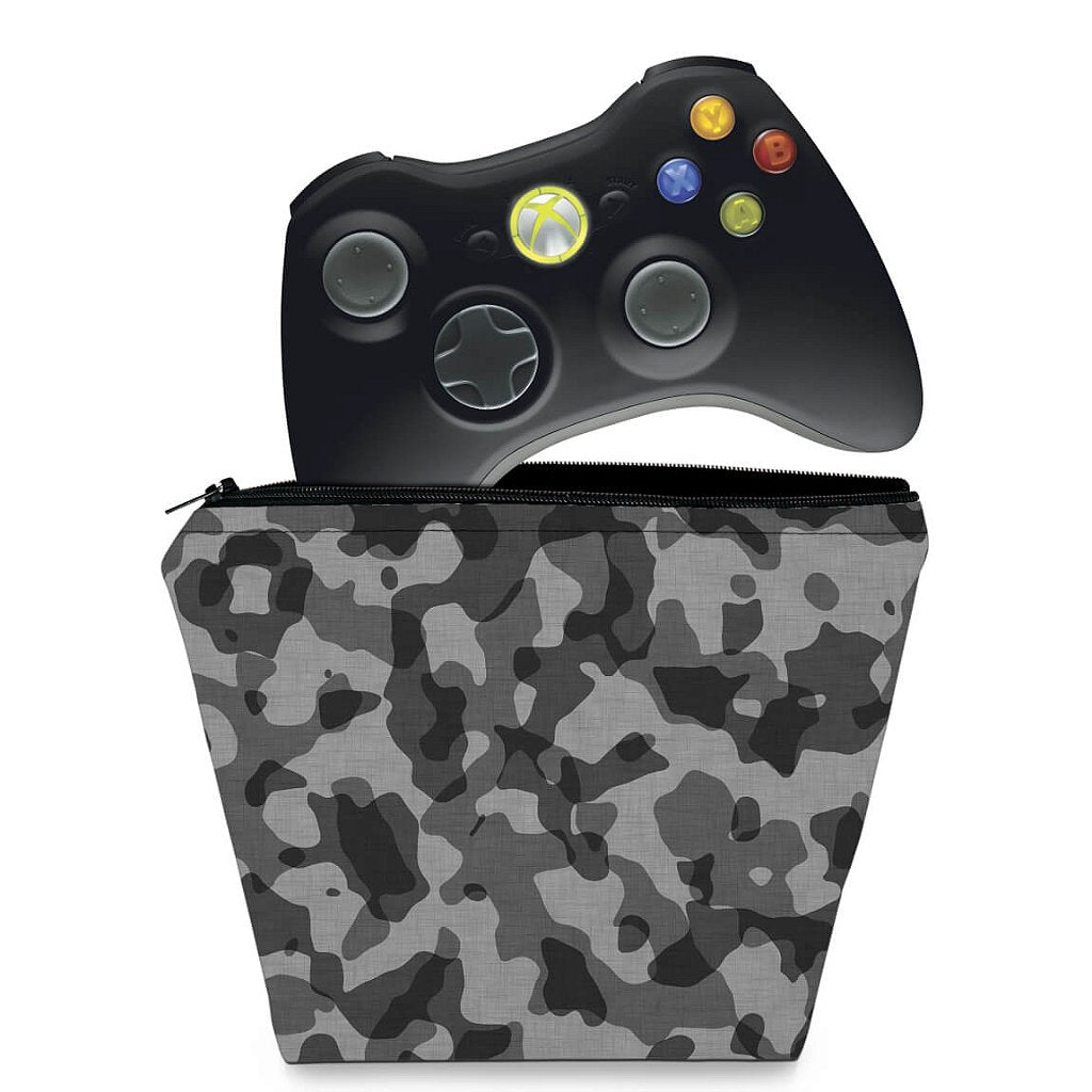 Capa Case Xbox 360 Controle - Camuflagem Cinza