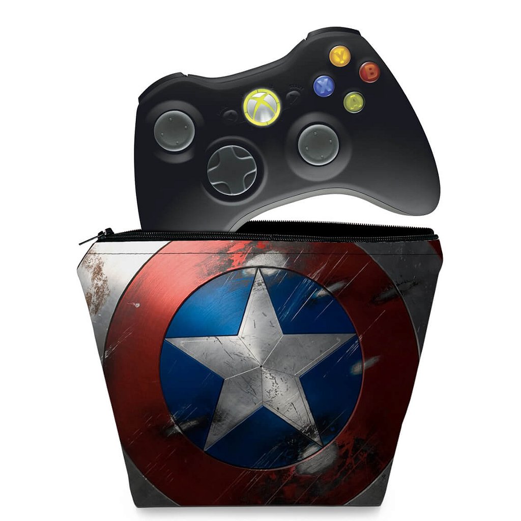 Capa Case Xbox 360 Controle - Capitão América