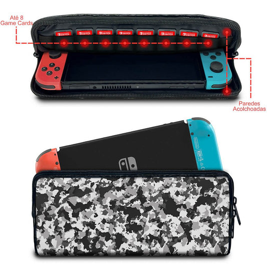 Case Nintendo Switch Bolsa Estojo - Camuflada Cinza