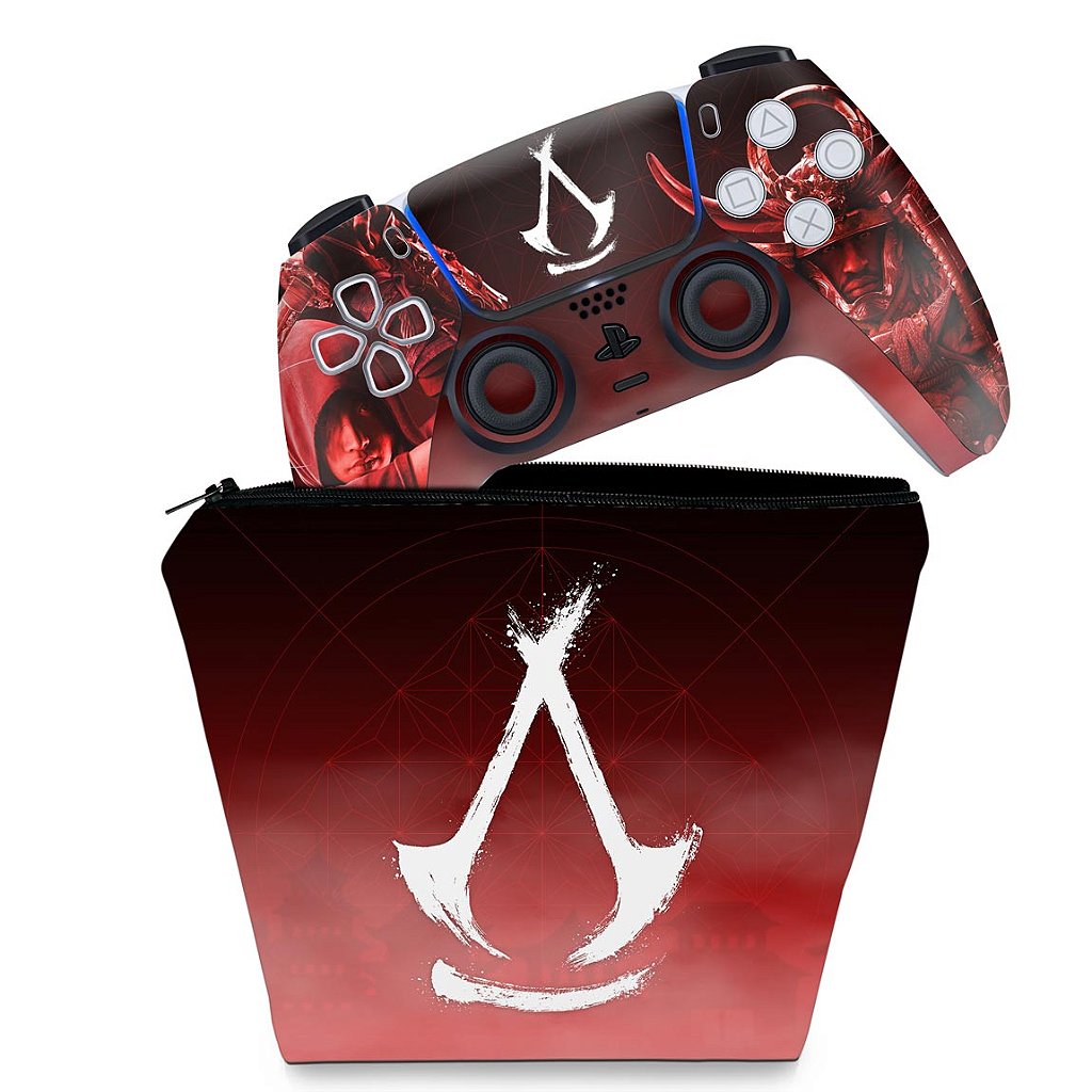 KIT Capa Case e Skin Anti-Rage PS5 Controle - Assassin's Creed Shadows - Pop Arte Skins