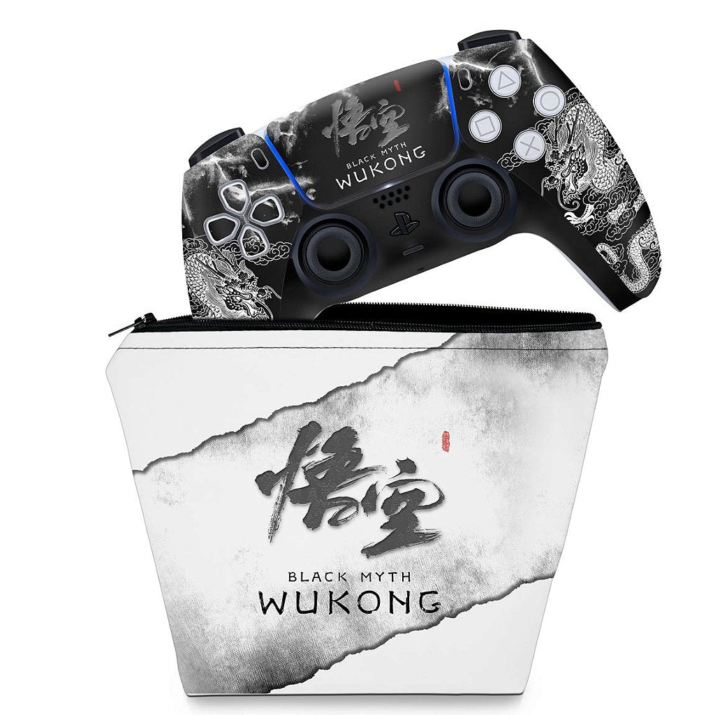 KIT Capa Case e Skin Anti-Rage PS5 Controle - Black Myth: Wukong - Pop Arte Skins