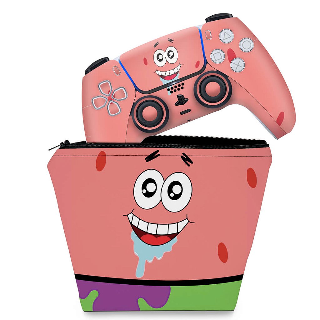 KIT Capa Case e Skin Anti-Rage PS5 Controle - Patrick - Pop Arte Skins