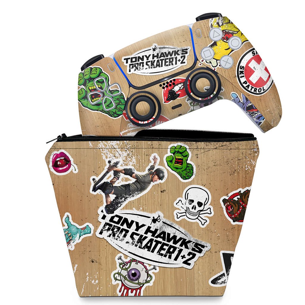 KIT Capa Case e Skin Anti-Rage PS5 Controle - Tony Hawk's Pro Skater - Pop Arte Skins