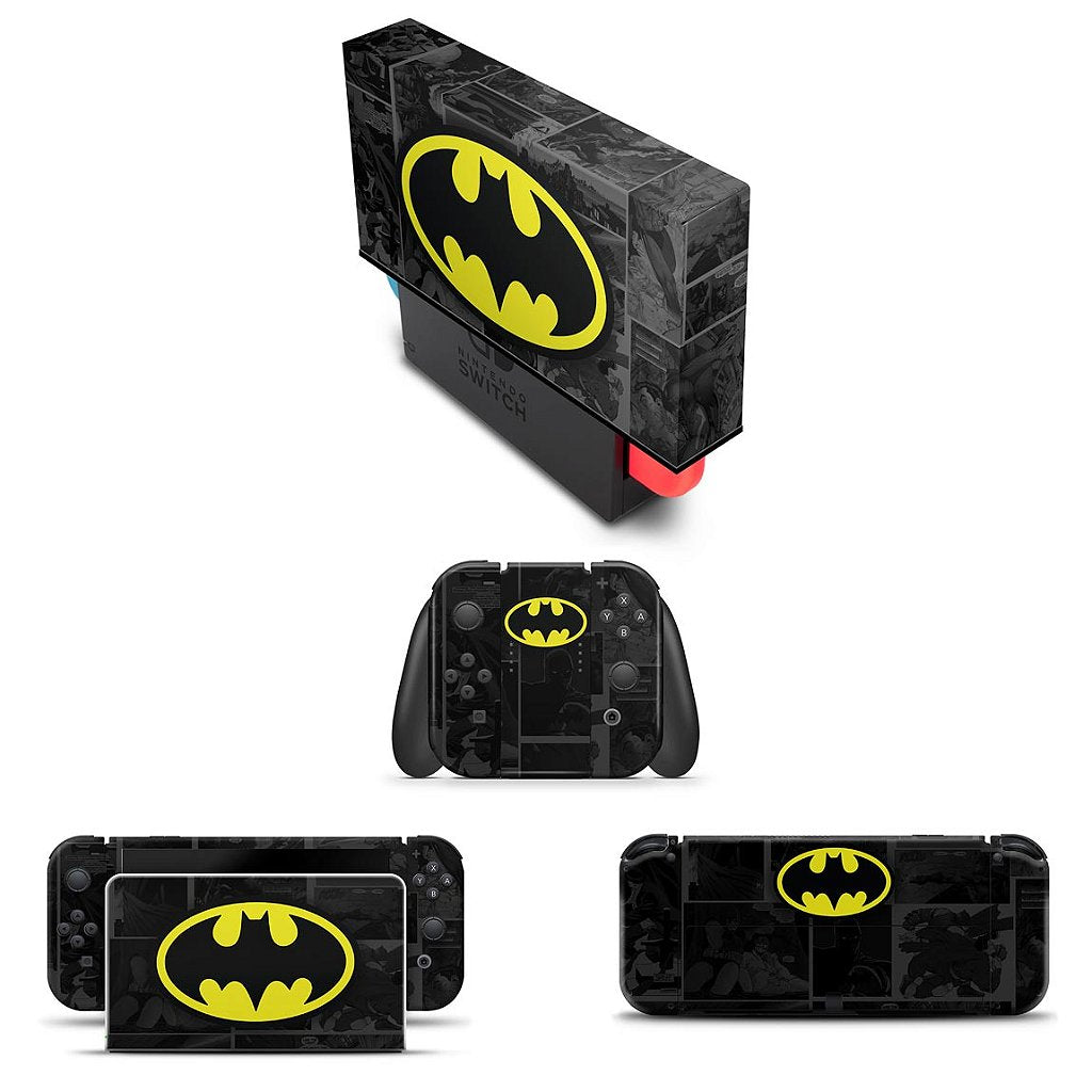 KIT Capa Anti Poeira e Skin Anti-Rage Nintendo Switch 1 Oled - Batman Comics