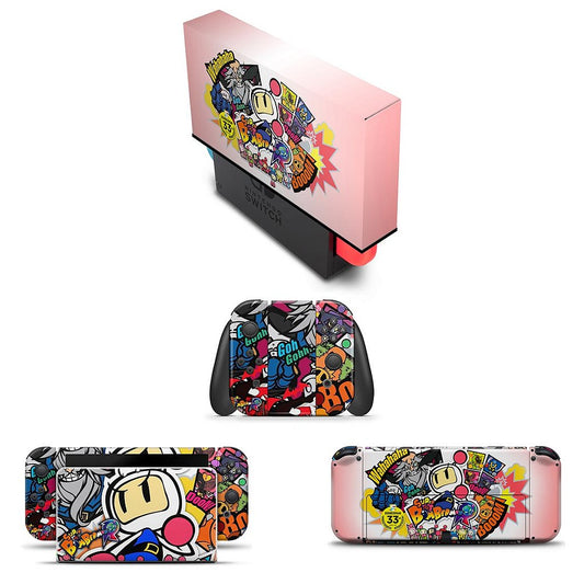 KIT Capa Anti Poeira e Skin Anti-Rage Nintendo Switch 1 Oled - Bomberman