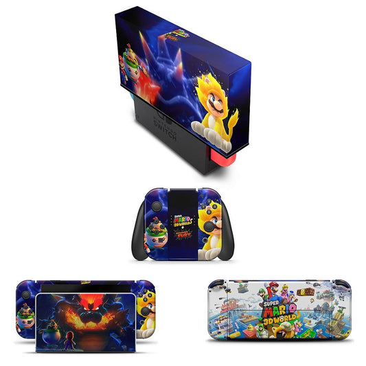 KIT Capa Anti Poeira e Skin Anti-Rage Nintendo Switch 1 Oled - Bowser s Fury