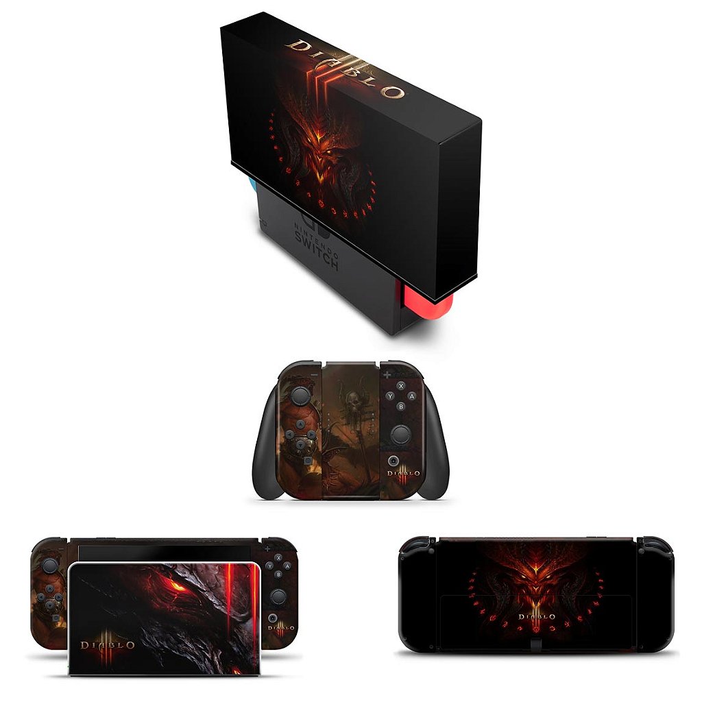 KIT Capa Anti Poeira e Skin Anti-Rage Nintendo Switch 1 Oled - Diablo Iii
