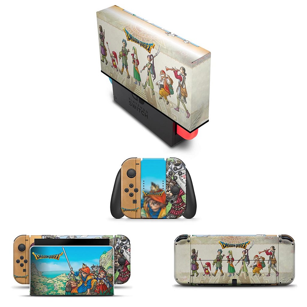 KIT Capa Anti Poeira e Skin Anti-Rage Nintendo Switch 1 Oled - Dragon Quest
