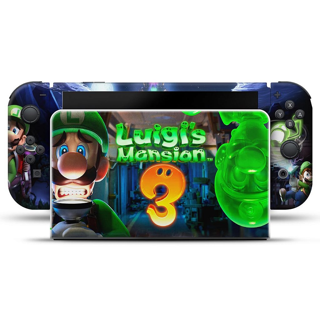 KIT Capa Anti Poeira e Skin Anti-Rage Nintendo Switch 1 Oled - Luigi's Mansion 3 - Pop Arte Skins - foto 3