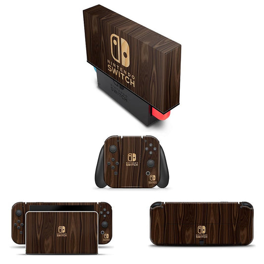 KIT Capa Anti Poeira e Skin Anti-Rage Nintendo Switch 1 Oled - Madeira