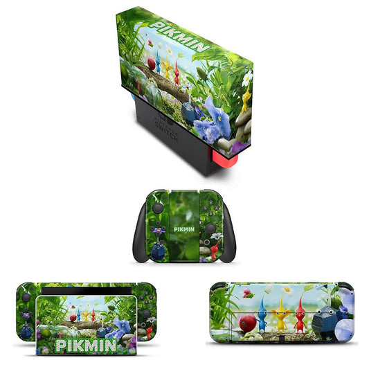 KIT Capa Anti Poeira e Skin Anti-Rage Nintendo Switch 1 Oled - Pikmin