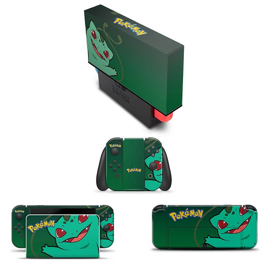 KIT Capa Anti Poeira e Skin Anti-Rage Nintendo Switch 1 Oled - Pokémon Bulbasaur