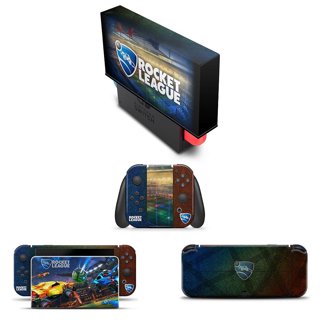 KIT Capa Anti Poeira e Skin Anti-Rage Nintendo Switch 1 Oled - Rocket League