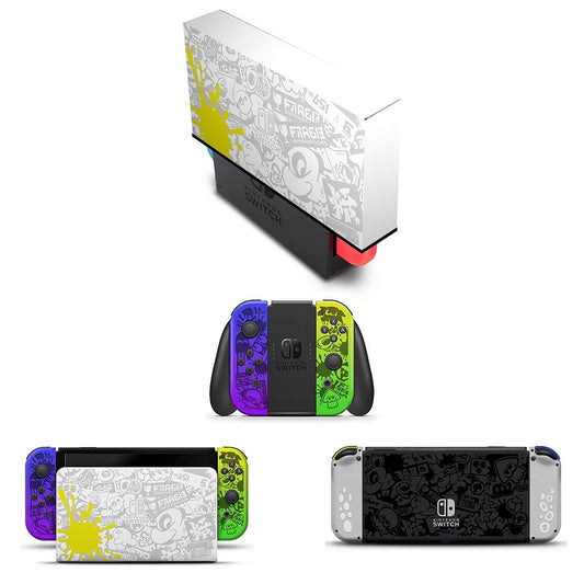 KIT Capa Anti Poeira e Skin Anti-Rage Nintendo Switch 1 Oled - Splatoon 3 Special