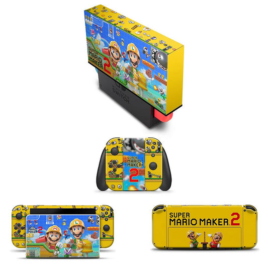 KIT Capa Anti Poeira e Skin Anti-Rage Nintendo Switch 1 Oled - Super Mario Maker 2