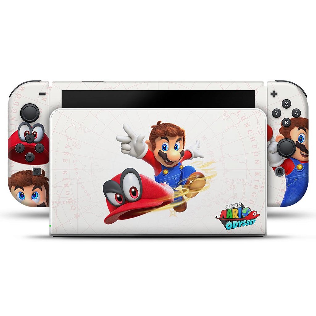 KIT Capa Anti Poeira e Skin Anti-Rage Nintendo Switch 1 Oled - Super Mario Odyssey - Pop Arte Skins - foto 3