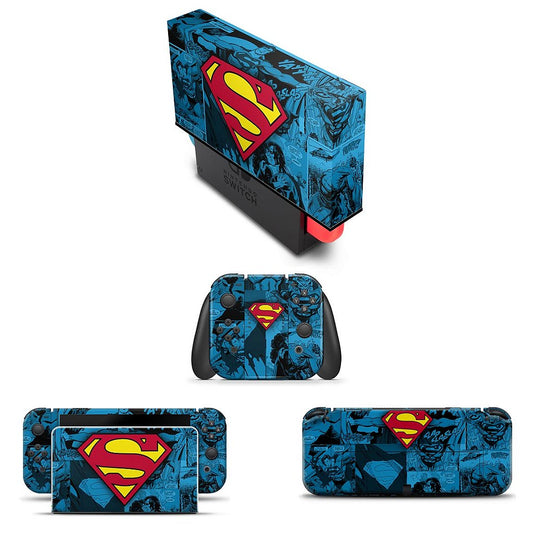 KIT Capa Anti Poeira e Skin Anti-Rage Nintendo Switch 1 Oled - Superman Comics