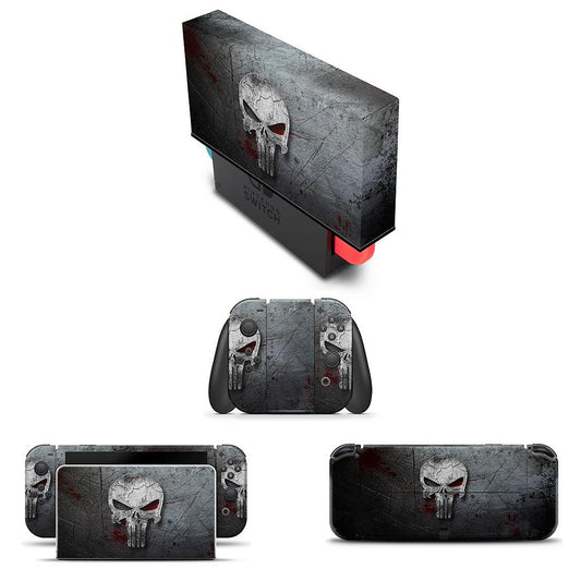 KIT Capa Anti Poeira e Skin Anti-Rage Nintendo Switch 1 Oled - The Punisher Justiceiro
