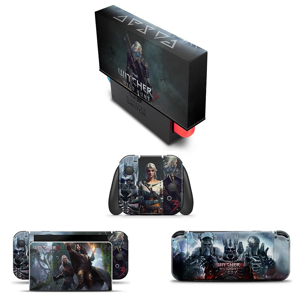 KIT Capa Anti Poeira e Skin Anti-Rage Nintendo Switch 1 Oled - The Witcher 3: Wild Hunt