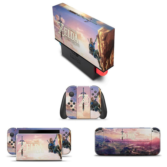 KIT Capa Anti Poeira e Skin Anti-Rage Nintendo Switch 1 Oled - Zelda Breath Of The Wild