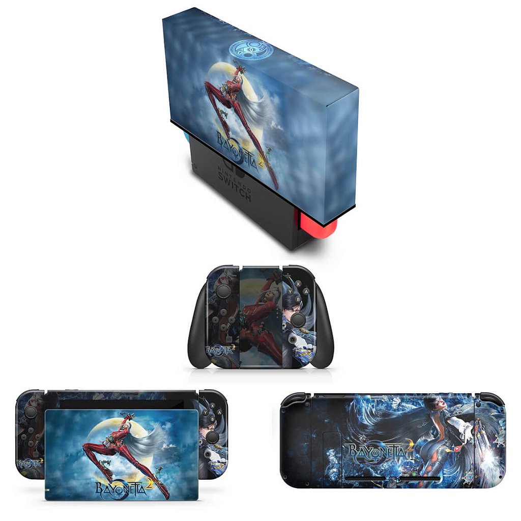 KIT Capa Anti Poeira e Skin Anti-Rage Nintendo Switch 1 - Bayonetta 2