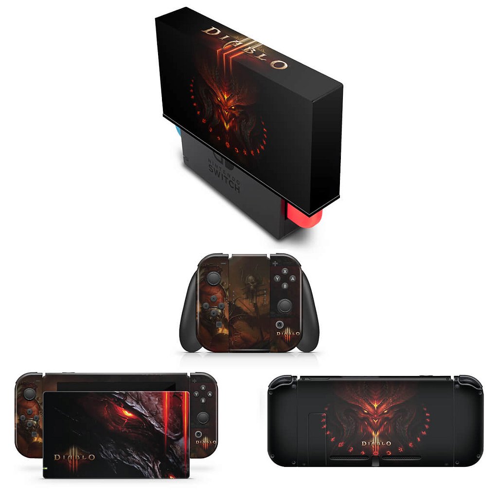 KIT Capa Anti Poeira e Skin Anti-Rage Nintendo Switch 1 - Diablo Iii