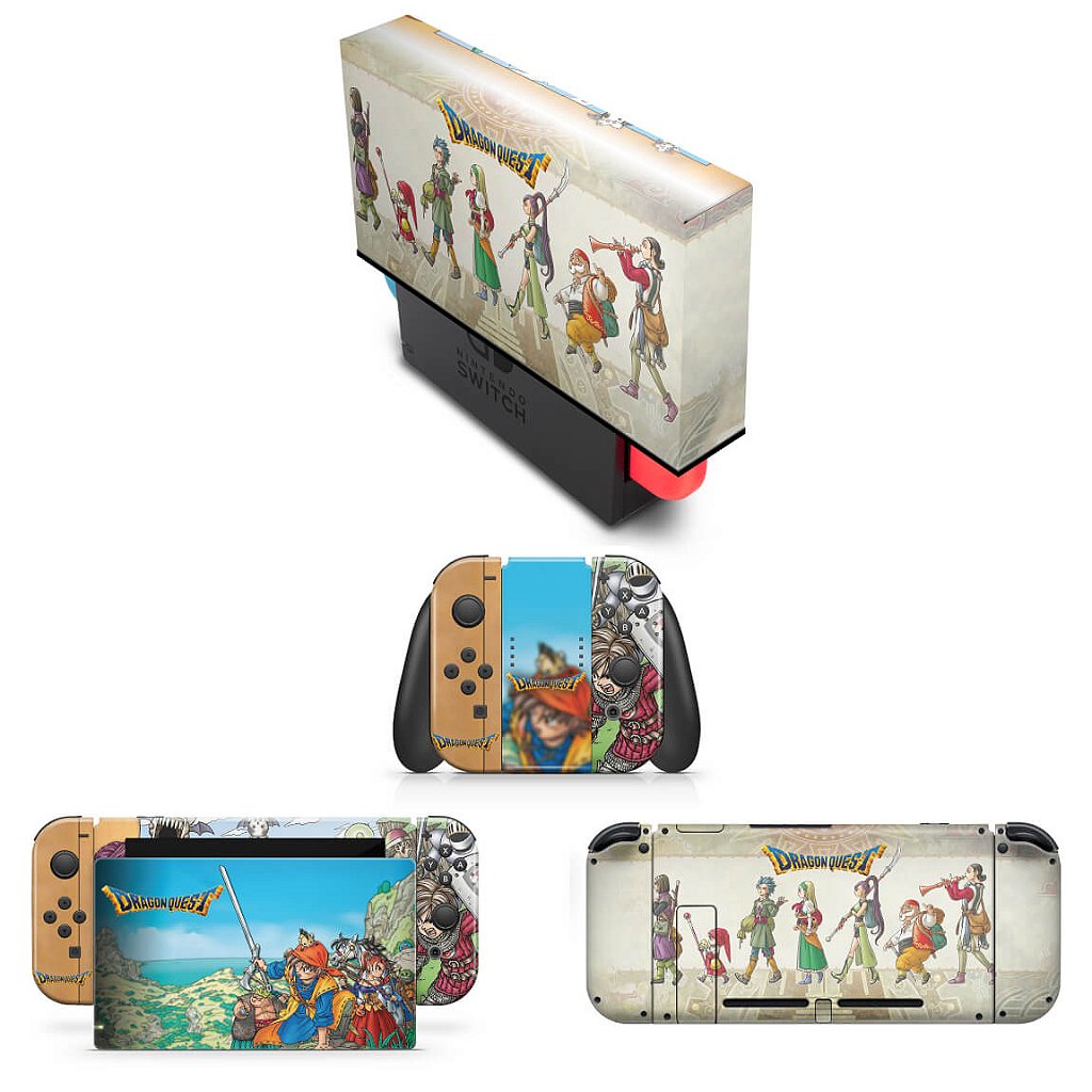 KIT Capa Anti Poeira e Skin Anti-Rage Nintendo Switch 1 - Dragon Quest
