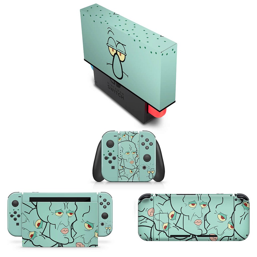 KIT Capa Anti Poeira e Skin Anti-Rage Nintendo Switch 1 - Lula Molusco