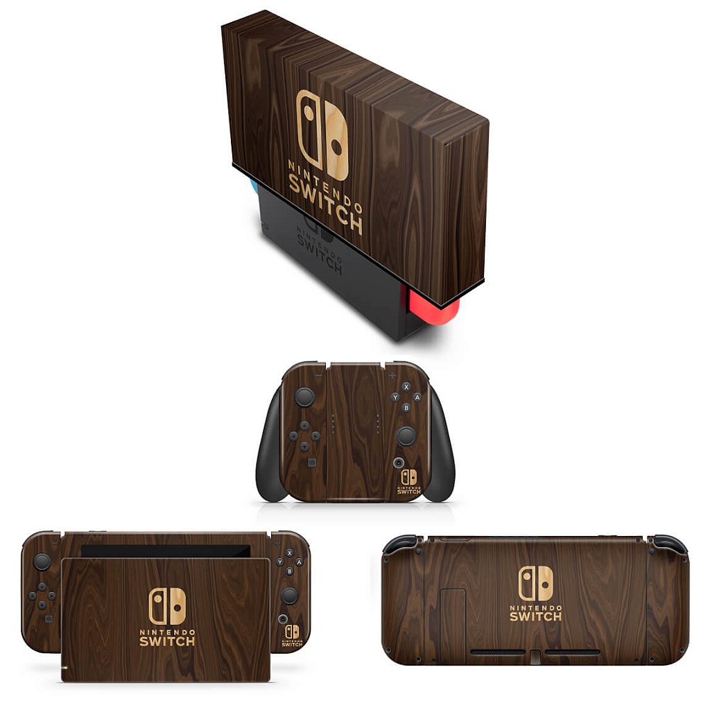 KIT Capa Anti Poeira e Skin Anti-Rage Nintendo Switch 1 - Madeira