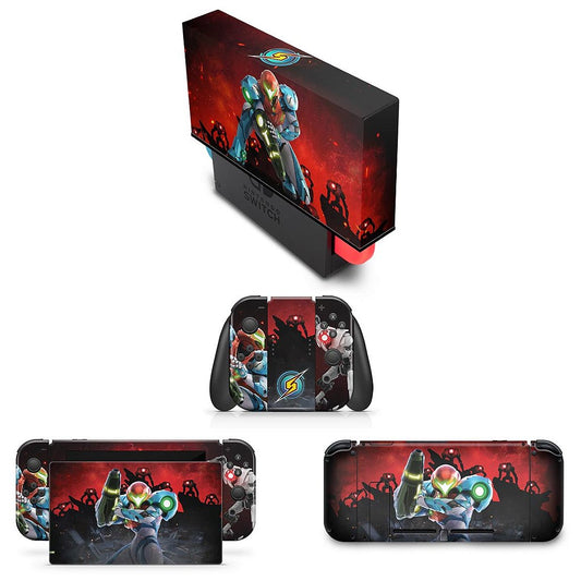 KIT Capa Anti Poeira e Skin Anti-Rage Nintendo Switch 1 - Metroid Dread