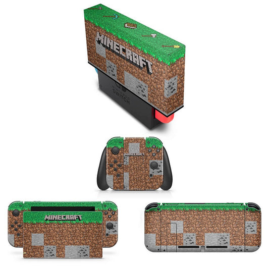 KIT Capa Anti Poeira e Skin Anti-Rage Nintendo Switch 1 - Minecraft