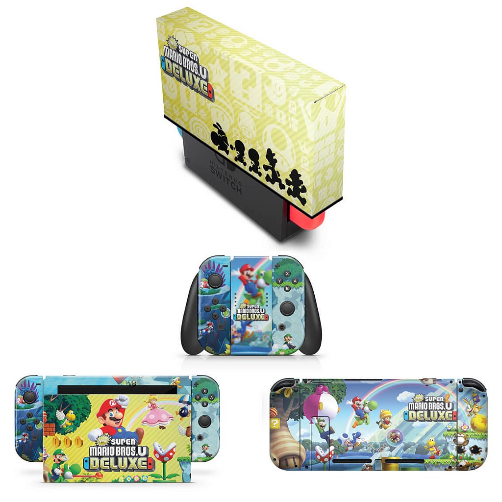 KIT Capa Anti Poeira e Skin Anti-Rage Nintendo Switch 1 - New Super Mario Bros. U