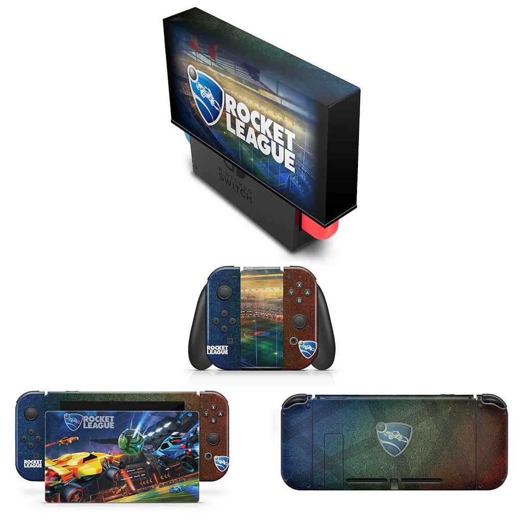 KIT Capa Anti Poeira e Skin Anti-Rage Nintendo Switch 1 - Rocket League